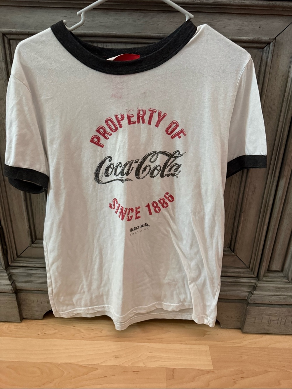 Forever 21 White Tee with Black Trim and Red Graphic